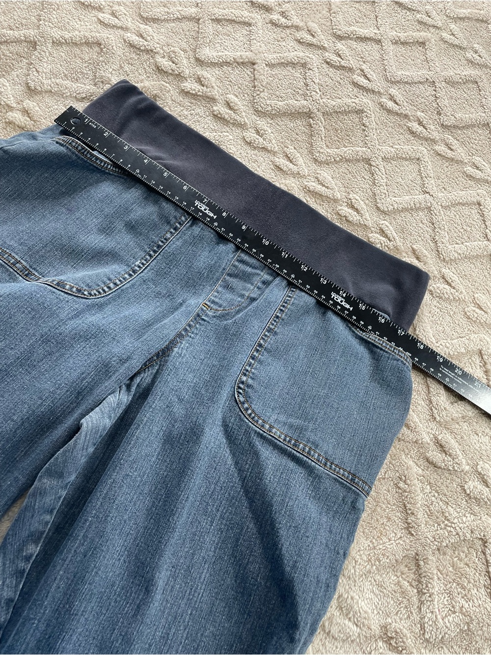 duo Maternity Stretch Denim Waistband Jeans in Blue Sz Large Weekender - Picture 4 of 10